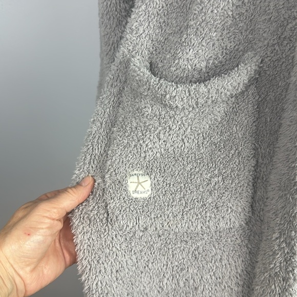 Barefoot Dreams Unisex Cozychic Robe Size 2 Gray Pockets Collar Cozy Loungewear - Picture 6 of 16
